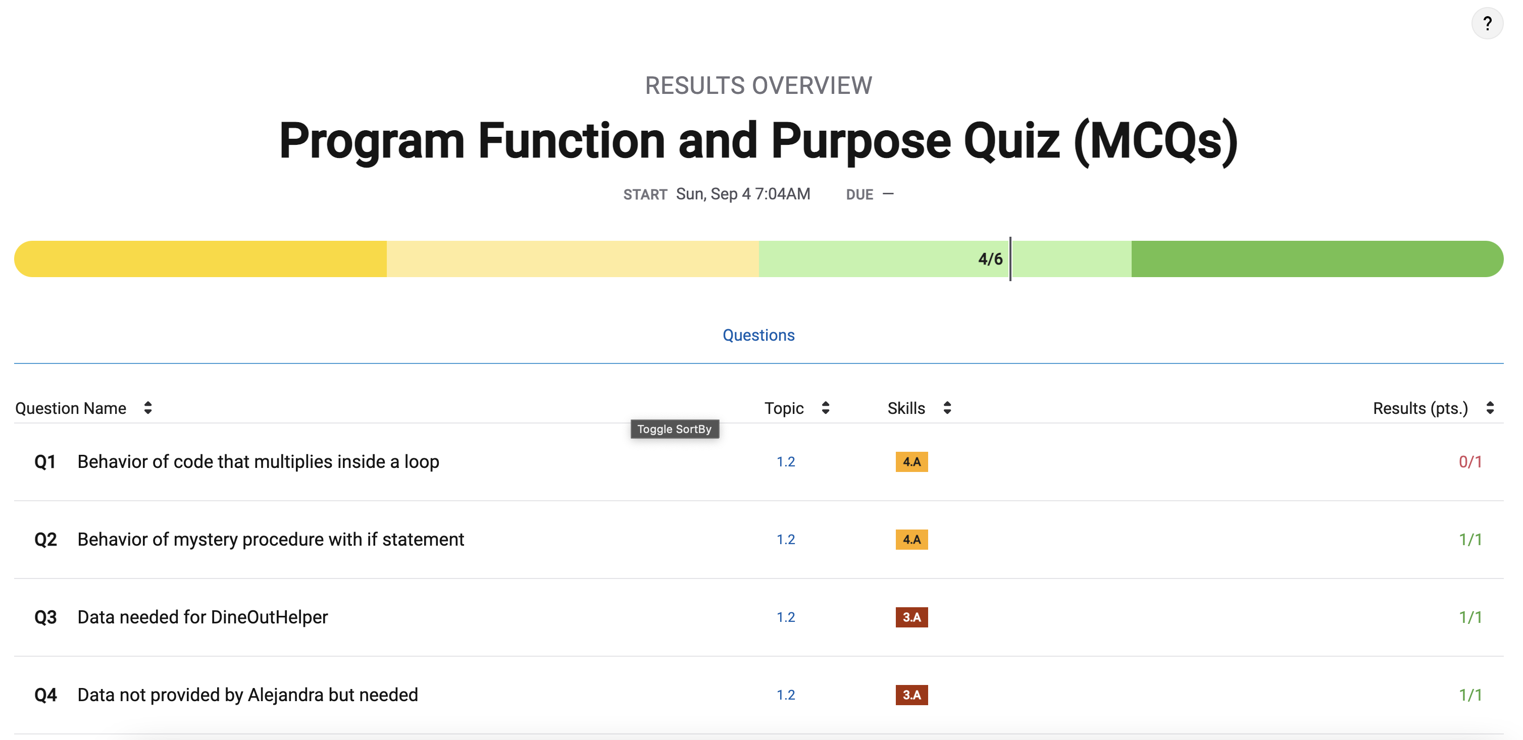 Quiz Results